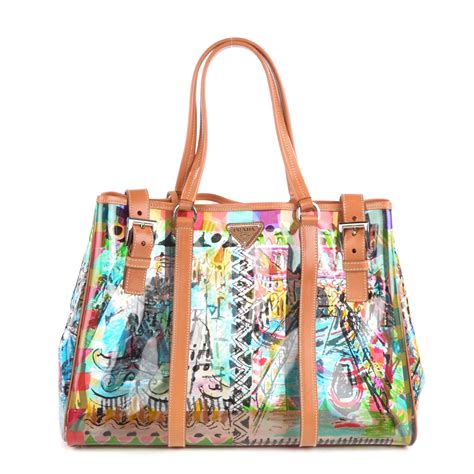 prada venice print bag|PRADA Vinyl Calfskin Transparent Venice Printed Tote.